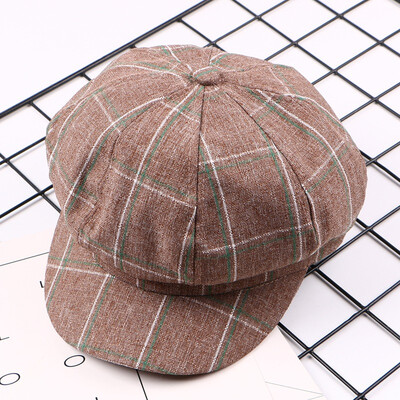 

2019 personality lattice octagonal hat lady spring&autumn sunshade hat leisure trip sunscreen beret painter hat tide