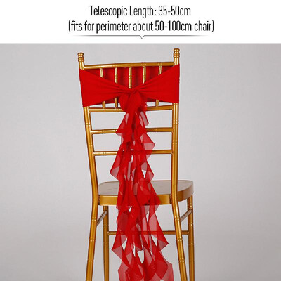 

Chair Sash Bow Flounce Elastic Chair Ribbon Back Tie Bands for Wedding Party Ceremony Banquet