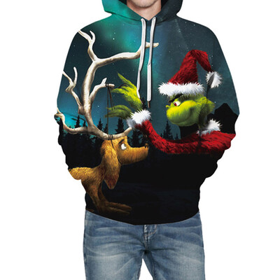 

Christmas 3D Grinch Hoodie Cool Long Sleeve 3 D Printed Hoody Sweatshirt