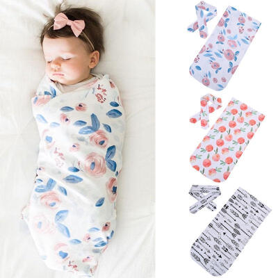 

Newborn Infant Baby Swaddle Blanket Baby Sleeping Swaddle Muslin Wrap Headband