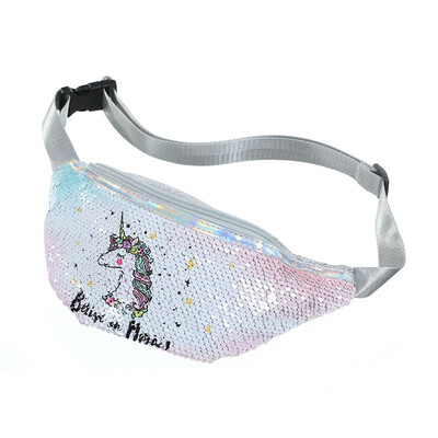 

Sequins Printing Cute Unicorn Waist Bag for Women Fashion Girls Messenger Bag
