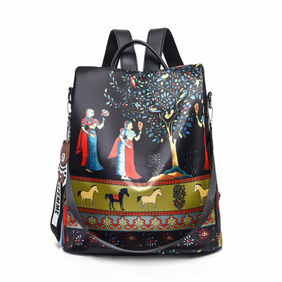 

Shoulder bag womens national style backpack womens shoulders Oxford printed travel bag travel bag womens bag