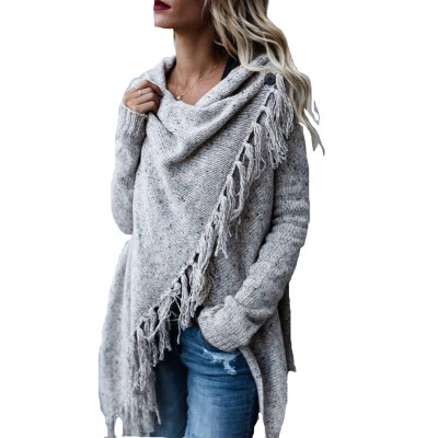 

Womens Shawl Coat Jacket Irregular Tassel Knitted Cardigan Sweater Casual Poncho