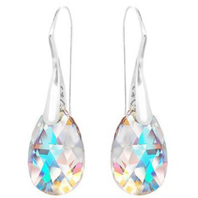 

Crystal 925 Silver Earrings Blue Drop Drop Dangle Hook Charm Fashion Diamond Stud Earrings Women Jewelry Gift