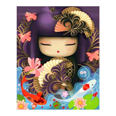 

cartoon girl Diamond Painting Full Round japan portrait New DIY sticking drill cross embroidery 5D simple home decorative