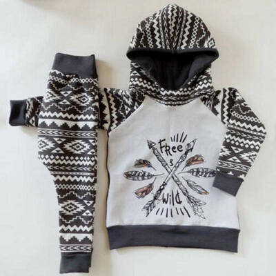 

US Fashion Kids Baby Boys Outfits Clothes Hooded Shirt Tops Long Pants 2PCS Set