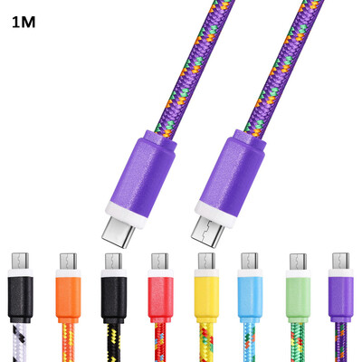 

1M Type C to Type C Nylon Braided Type-C Transfer Data Sync Line Charging Cable