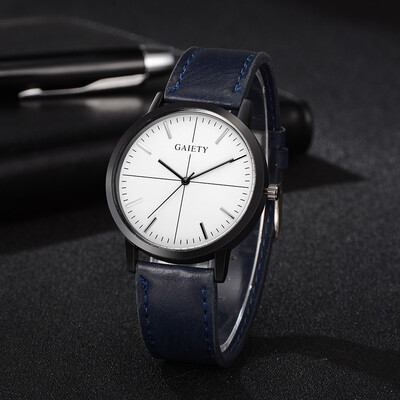 

〖Follure〗Men Business Fashion Leather Band Analog Quartz Round Wrist Watch Watches Blue