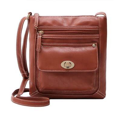

Vintage Solid Color Women Twist Lock Small Faux Leather Crossbody Shoulder Bag