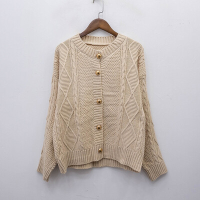 

Women Solid Color Knitted Cardigan Spring Autumn Loose Long Sleeve Outwear Coat Casual Female Sweater Warm Jumpers
