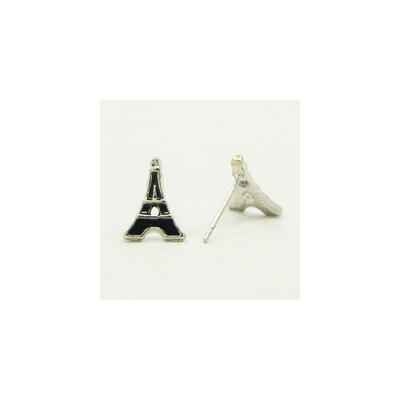 

Enamel Alloy Ear Studs with Iron Pins Eiffel Tower Black 12x9x15mm Pin 06mm