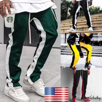 

US Men Long Casual Sports Pants Slim Fit Trousers Running Jogger Gym Sweatpants