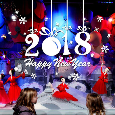 

〖Follure〗2018 Happy New Year Merry Christmas Wall Sticker Home Shop Windows Decals Decor