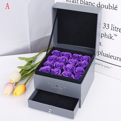 

Gobestart Soap Rose Flower Jewelry Storage Gifts Box Valentines Mothers Day Gift 16PcsBox