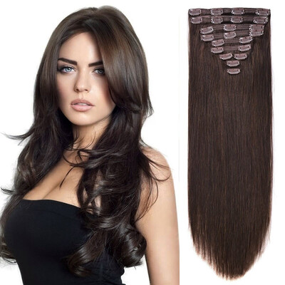 

BHF Hair Clip In Hair Extensions Remy Hair Straight Weave Full Head 7piecelot 85g 1B
