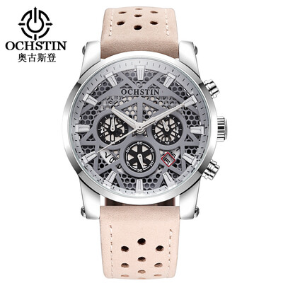 

Augustus OCHSTIN multi-function three-eye calendar multi-function leather mens watch mens watch