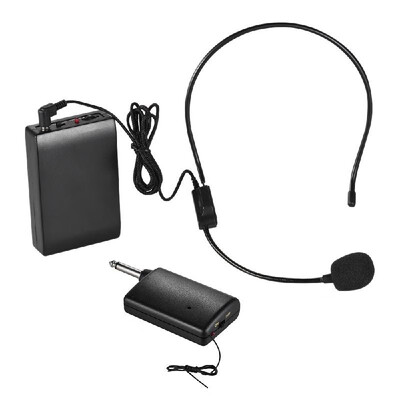 

Portable FM Wireless Microphone Headset System Voice Amplifier 14in Output Plug with Bodypack Transmitter Receiver for Teacher Sp