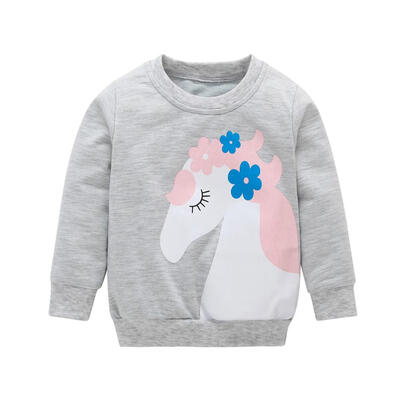 

Autumn Infant Warm Sweatshirt Cute Horse Print O-Neck Baby Soft Casual Tops
