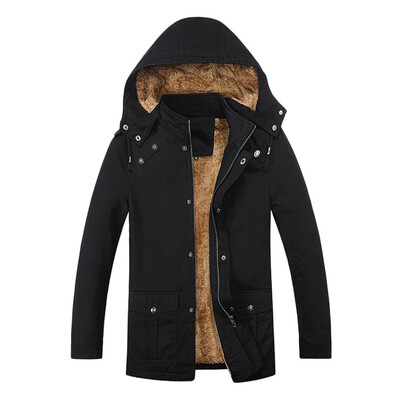 

Toponeto Mens Autumn Winter Casual Hooded Pure Color Jacket Button Outwear Coat Tops