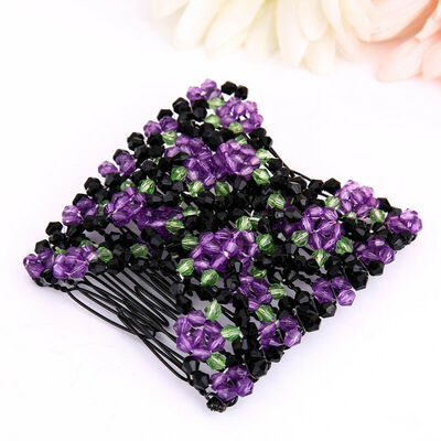 

Double Hair Comb Magic Beads Elasticity Clip Stretchy Hair Comb Clips Fashion