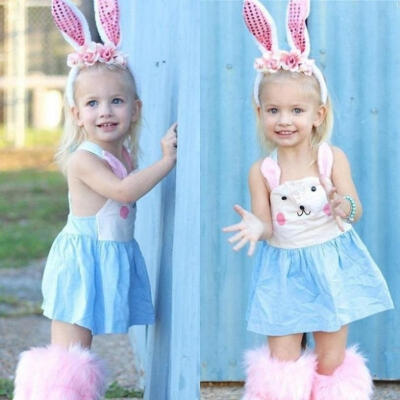 

Toddler Kids Baby Girls Little Bunny Summer Party Dress Sundress Clothes Outfits