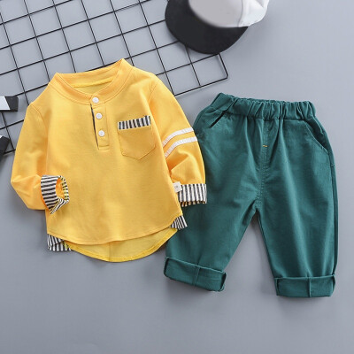 

Autumn Children Baby Boys Casual Long Sleeve Striped Print T-shirt Blouse TopsPants Trouser Set