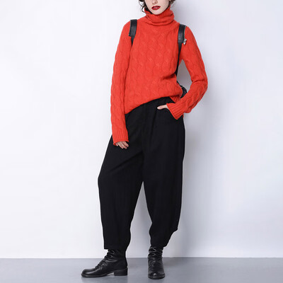 

Winter Women Chunky Knitted Turtleneck Sweater Baggy Jumper Knitwear Pullover