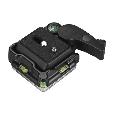 

Aluminium Alloy Tripod Head Clamp Adapter with Quick Release QR Plate 14 Inch Screw Bubble Level for Camera DSLR Triopd Monopod B