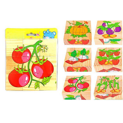 

Gotoamei Children Wooden 9 Blocks Six Sides Building Blocks Dimensional Puzzle