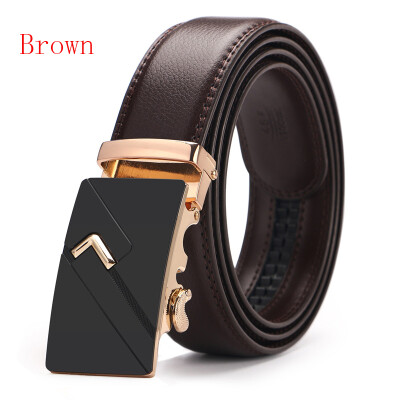 

New Automatic Buckle Cowskin Brown Belt Good Quality Genuine Leather Luxury Strap Male Belts For Men Jeans Wide 110-130cm long