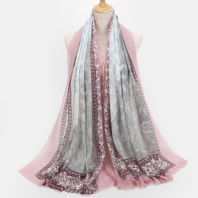 

New retro art national wind cotton&linen scarf female foreign trade color printing scarves shawl wholesale