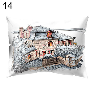 

Soft Pillow Case England House Pattern Cushion Cover Home Office Car Decoration