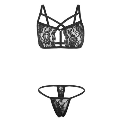 

Toponeto Women Lingerie Corset Bandage Hollow Underwire Lace Muslin Sleepwear Underwear
