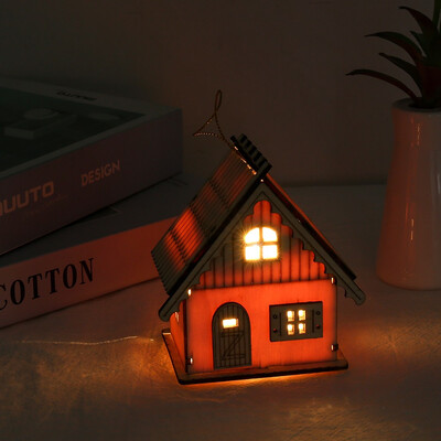 

Siaonvr Small Wooden LED House Lighted Cabin For Party Wedding Decoration Christmas Toy