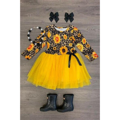 

US Toddler Baby Girls Long Sleeve CottonTops Lace Skirt Princess Dress Sundress