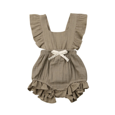 

Newborn Baby Girl Romper Ruffled Solid Color Backless Flare Sleeve Romper Infant Casual Outfits