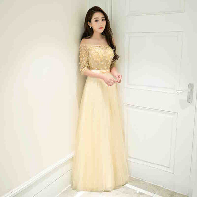 

Juexiuxinniang Banquet Evening Gown Dinner Black Long Annual Meeting Dresses Womens Field Queen Net Yarn 9517