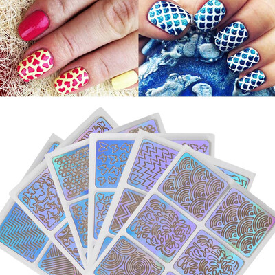 

〖Follure〗6 Sheets New Nail Hollow Irregular Grid Stencil Reusable Manicure Stickers