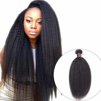 

Kinky Straight Human Hair Weave Bundles Indian Hair Bundle Non-Remy 8-28inch Coarse Yaki Hair Weaving