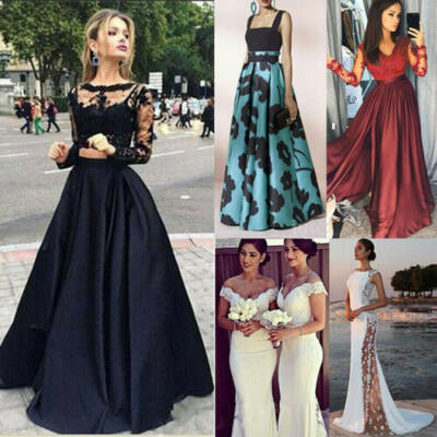 

US 1pc Women Formal Wedding Bridesmaid Evening Party Ball Prom Gown Lace Dress