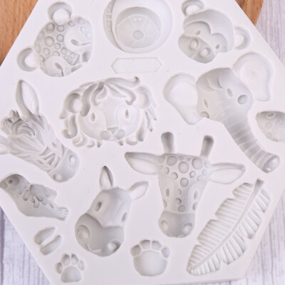 

3D Animal Fondant Mould Cake Elephant Giraffe Monkey Head Baking Mold Gift
