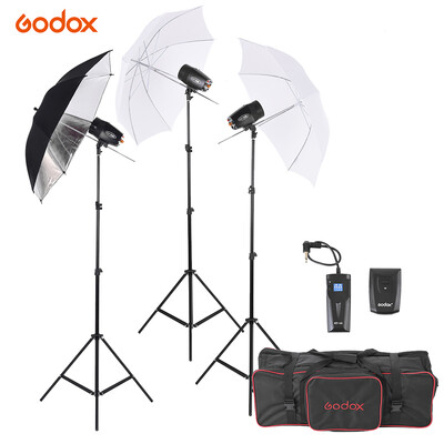 

Godox M180-A Mini 3 180WS Studio Photo Flash Strobe Lighting Kit with 3 Flash 3Light Stand 2 Soft Umbrella 1Relect