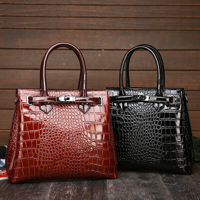 

Winter new crocodile pattern handbags European&American fashion shoulder slung Boston briefcase