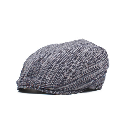

Vintage Men Women Striped Peaked Cap Casquette Breathable Beret Newsboy Hat Cabbie Headwear