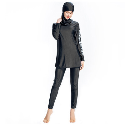 

Roseonmyhand Women Muslim Bathing Suit With Cap Solid Color Swimsuit Beachwear Women Swimwear