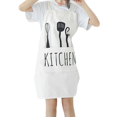 

Spoon Letter Printed Sleeveless Pocket Overall Home Kitchen Cooking Baking Apron