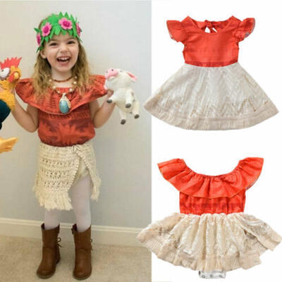 

US Newborn Baby Girls Moana Costume Polynesian Princess Fancy Dress Sundress Top