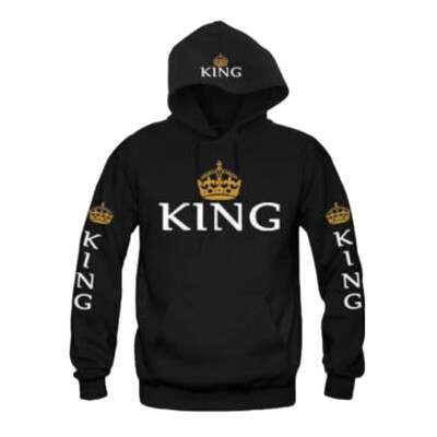 

Women Pullovers King Queen Printed Hoodies Men Sweatshirt Lovers Couples Hooded Hoodies Sweatshirt