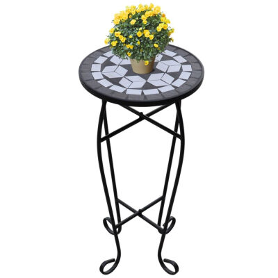 

Mosaic Side Table Plant Table Black White