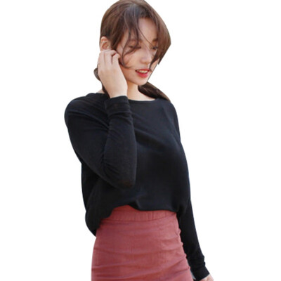 

Spring Autumn O-Neck Irregular Tops Female Long Sleeve Cotton T Shirt Slim Casual T-shirt Women Basic Tees Shirts